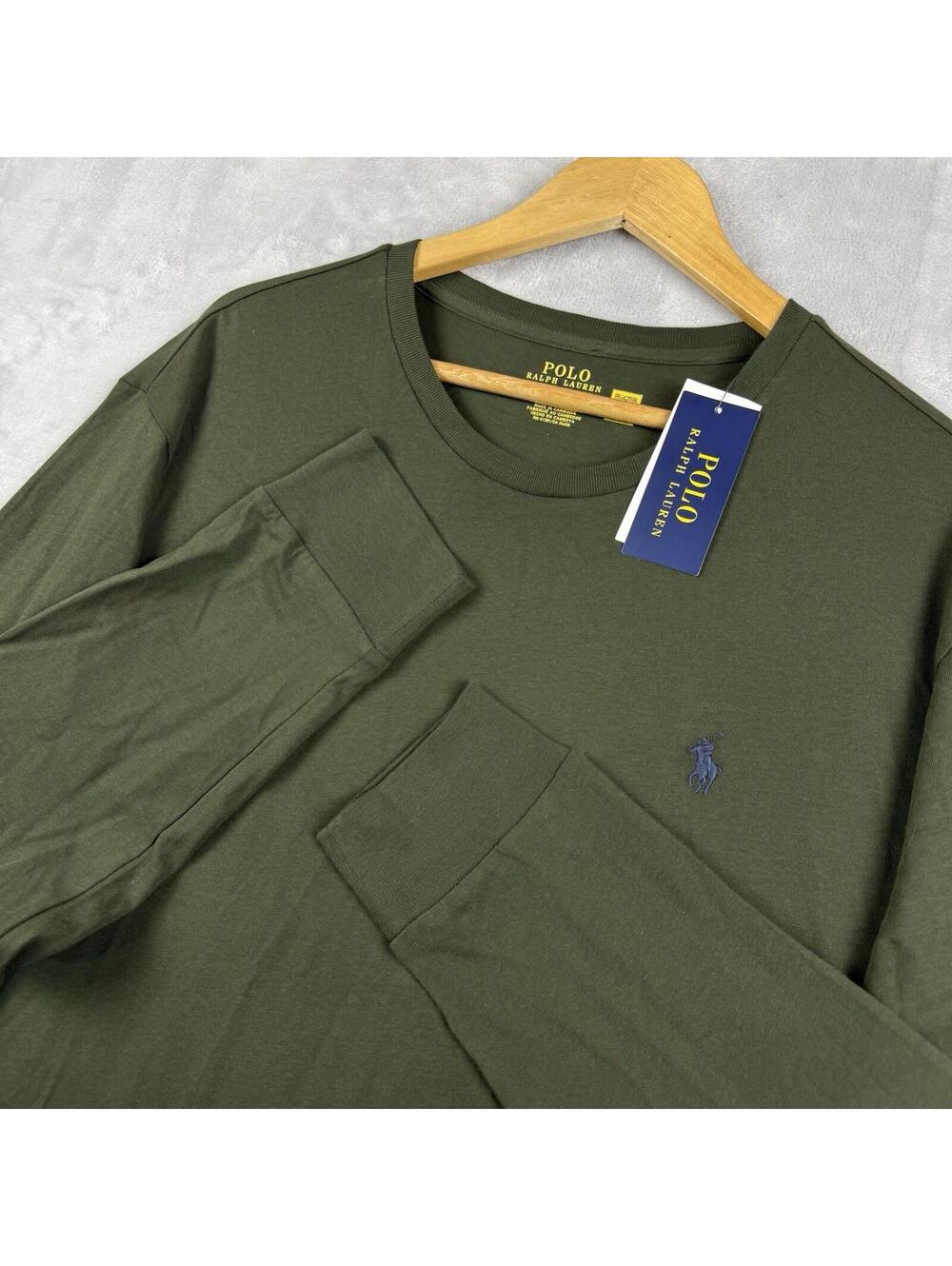Polo Ralph Lauren Long Sleeve T Shirt Olive Green Pony Logo Mens XL Preppy NWT